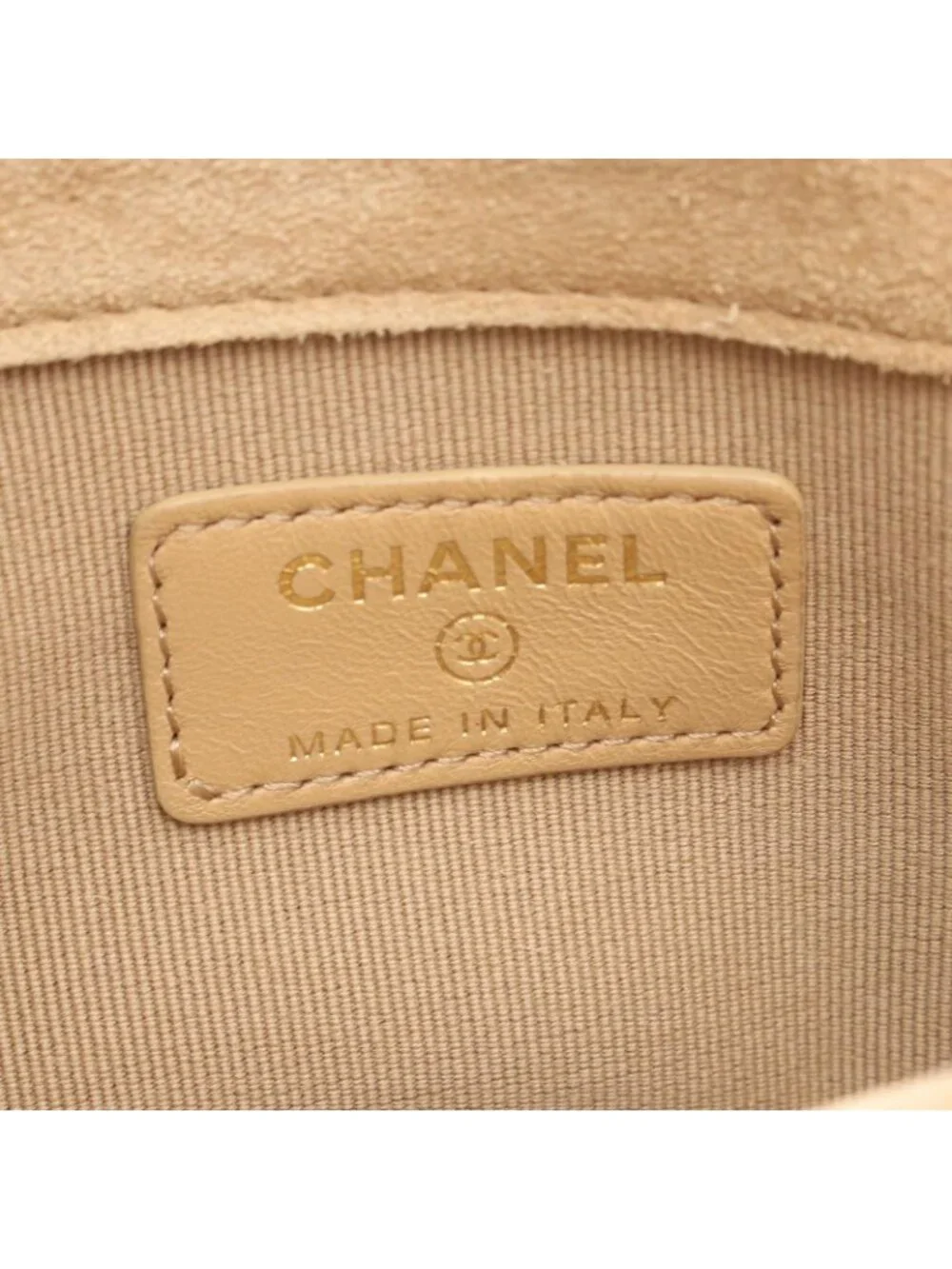 Chanel Shoulder Bag Quilted Phone Case Black Camel Lambskin Suede Chain Wallet